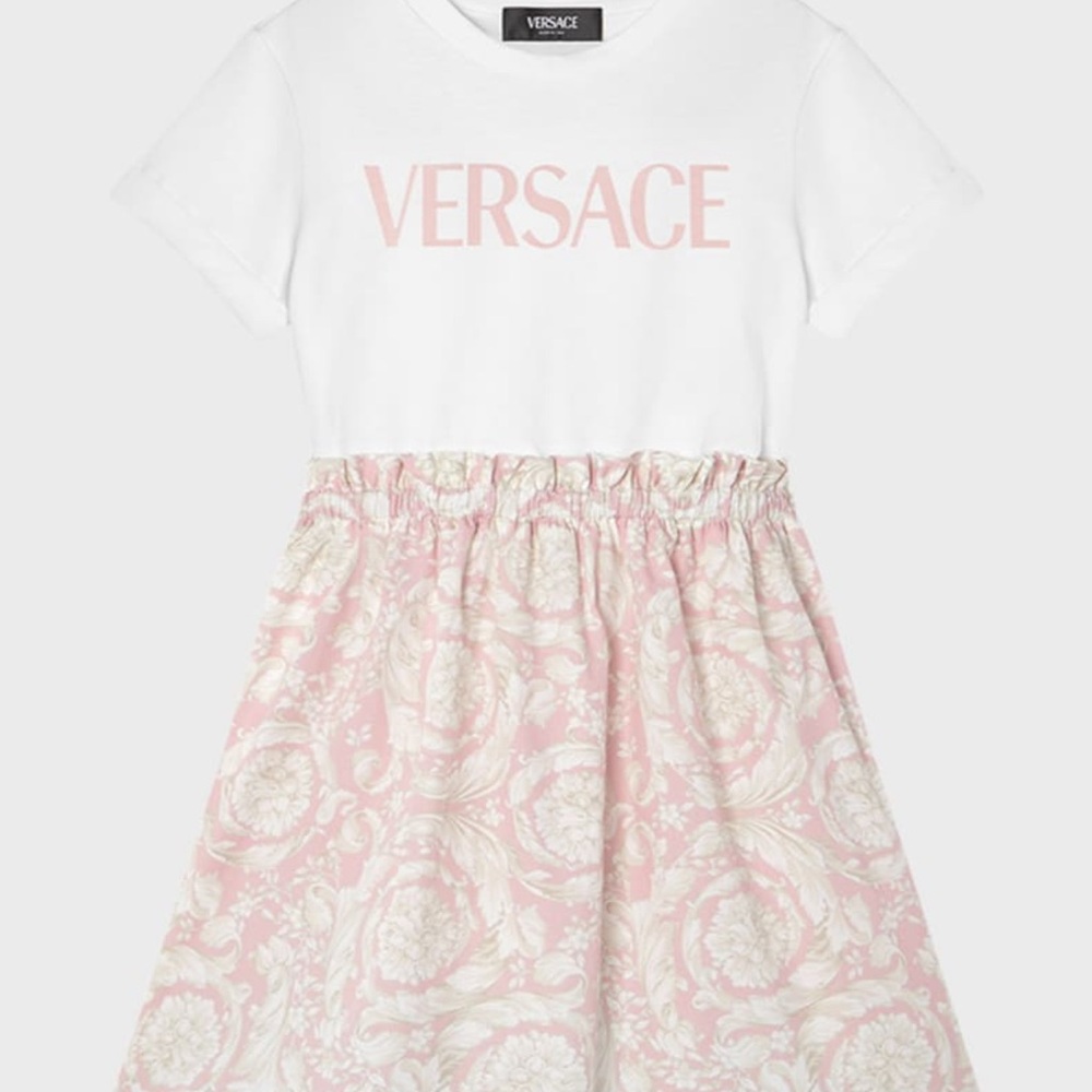 Versace White and Pink Patterned Dress
